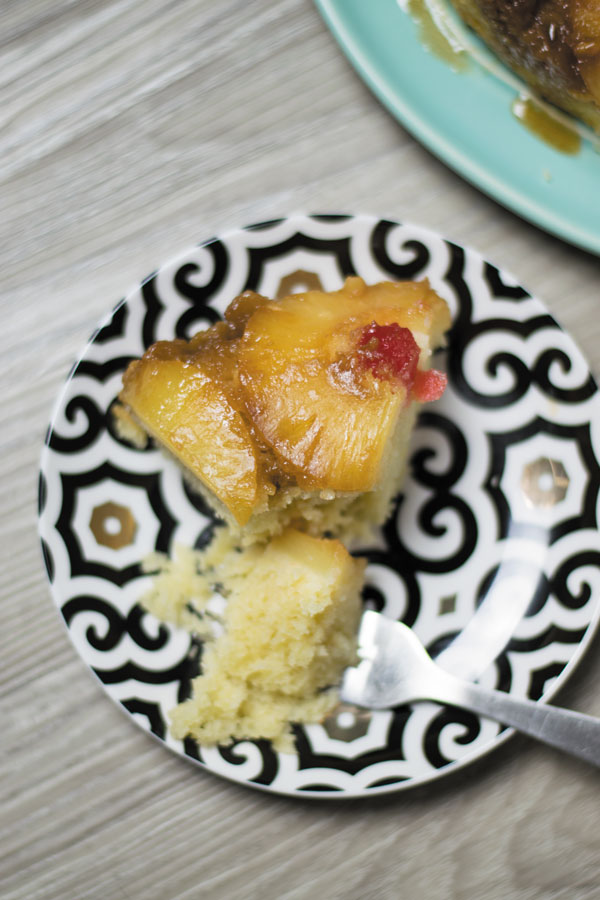 pineapple upside down cake slice