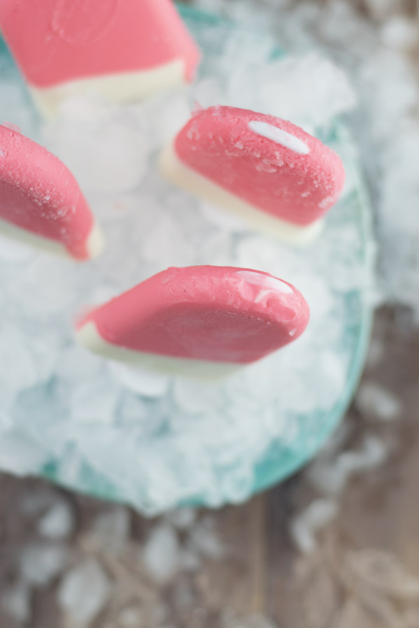 rose lassi popsicles ready to be eaten