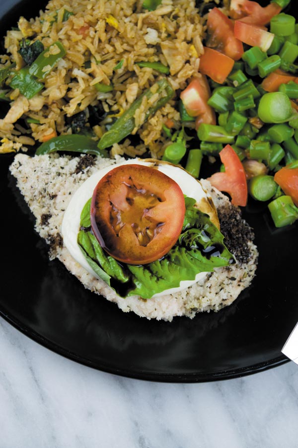 baked caprese chicken ready to eat