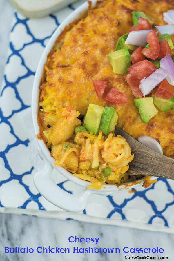 cheesy buffalo chicken hashbrown casserole 1