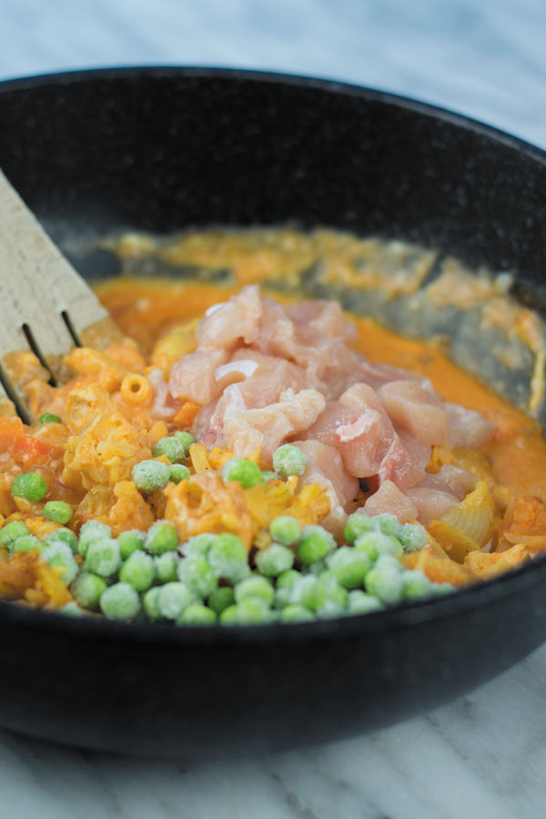 final cooking stages for cheeeselicious buffalo chicken casserole