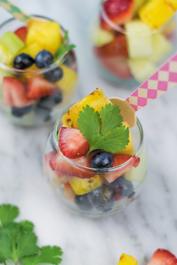 fruit salad with lime pepper dressing for summer