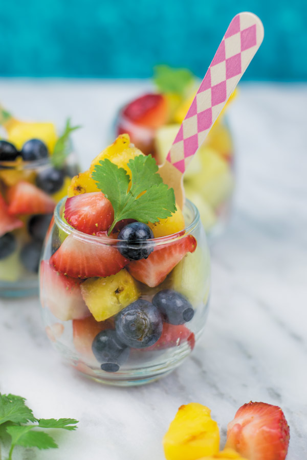 fruit salad with lime pepper dressing