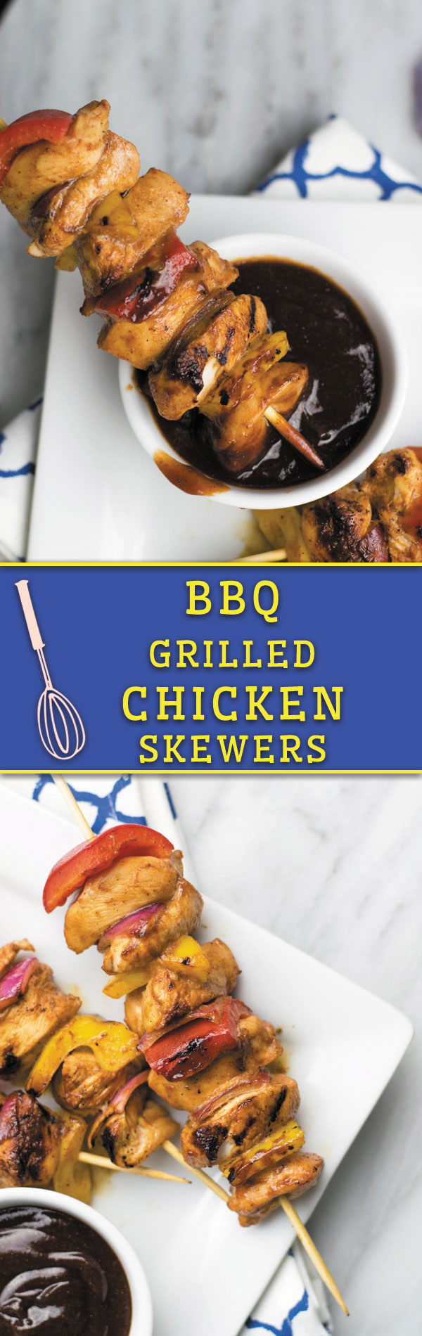 These Grilled BBQ CHICKEN SKEWERS are moist, perfectly seasoned and so good for summer grilling! OR make in oven and serve with a light salad!