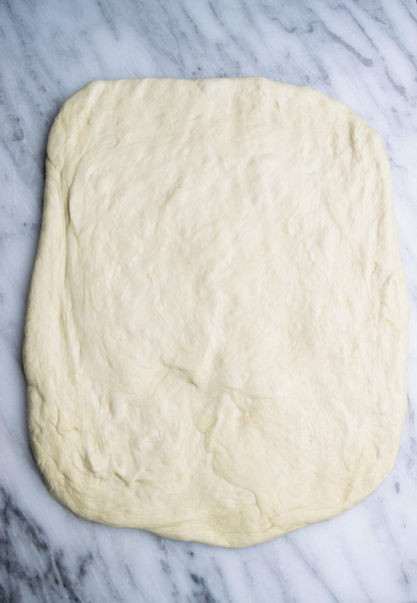 dough rolled for cinnamon swirl sandwich bread