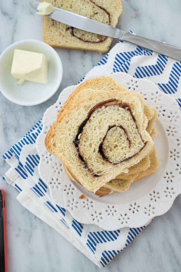 fresh slices of cinnamon swirl sandwich bread