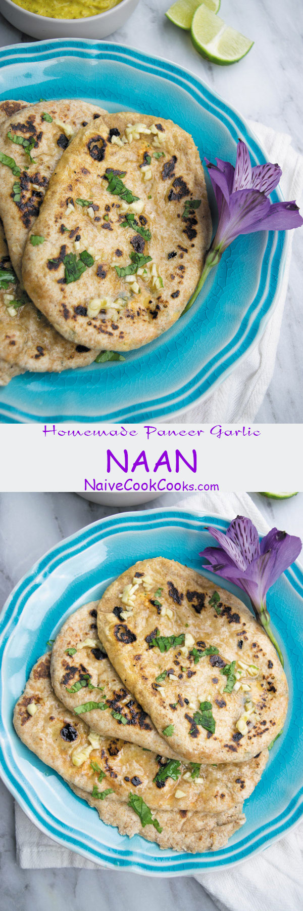 homemade paneer garlic naan long pin