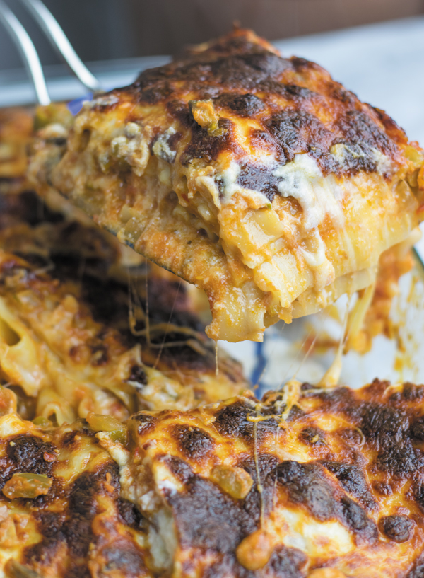 juicy slice of easy vegetarian lasagna