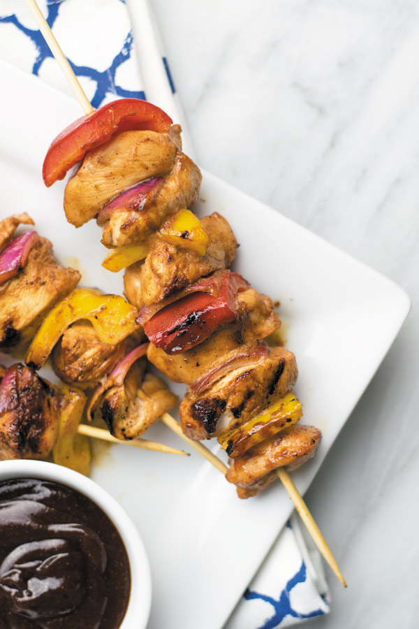 perfectly cooked bbq grilled chicken skewers 