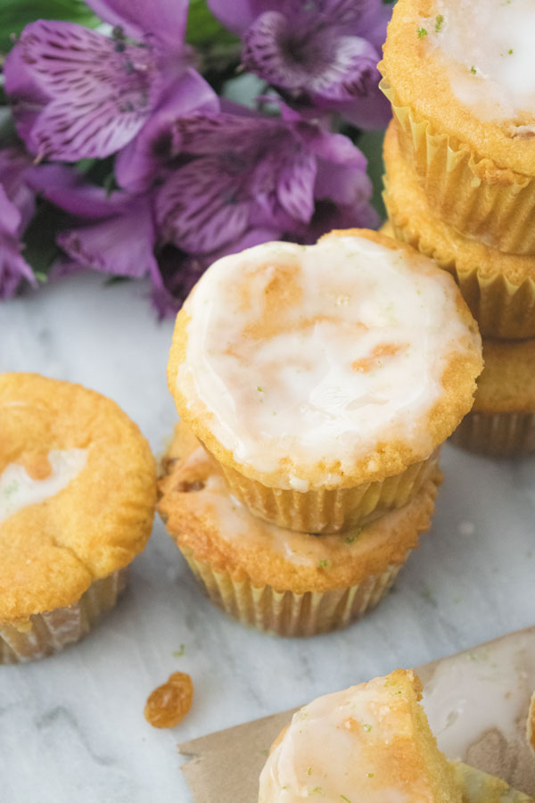 tropical mango muffins with lime glaze