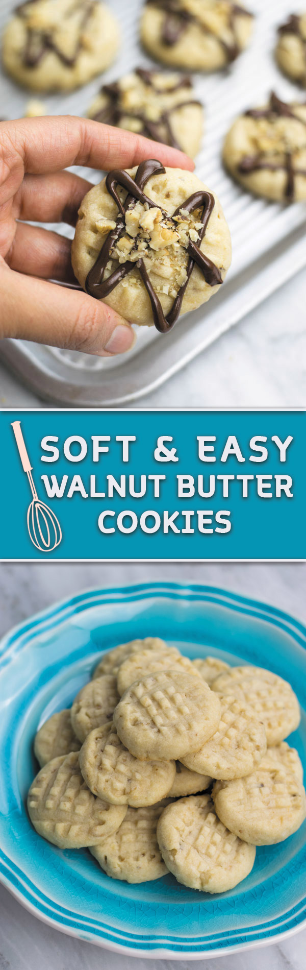 Walnut Butter Cookies - just few ingredients, less than 30 mins is all you need to make these soft melt-in-mouth cookies! Perfect tea time treat! These never last at our place!