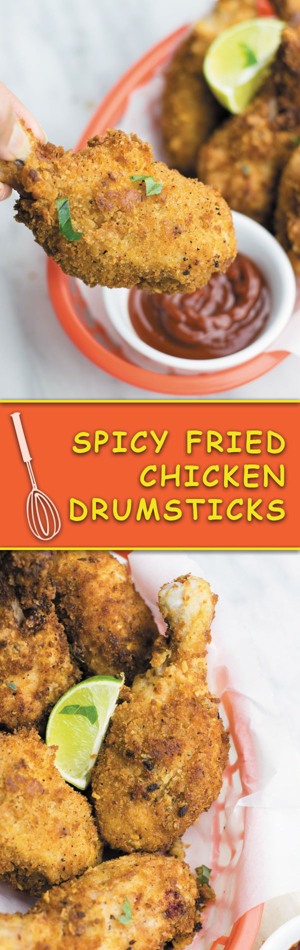 Spicy Fried Chicken Drumstick Recipe - a super quick simple dinner, just marinate night before and enjoy hot crispy drumsticks for dinner! These never last at our place!