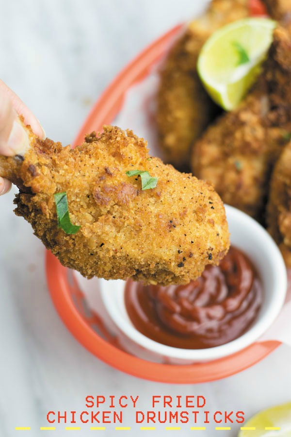 Spicy Fried Chicken Drumstick Recipe - a super quick simple dinner, just marinate night before and enjoy hot crispy drumsticks for dinner! These never last at our place!