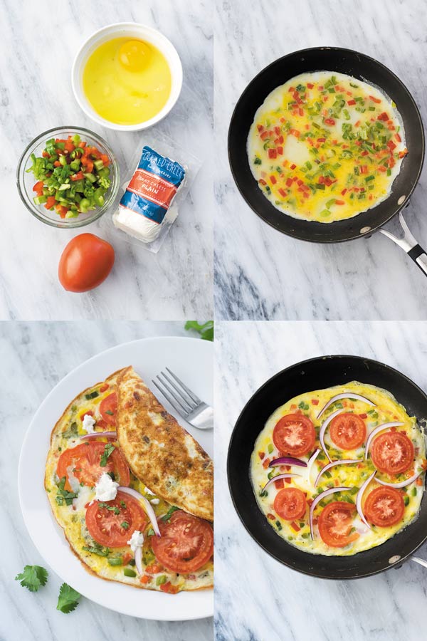 15 mins Veggie Omelette Recipe - a simple out of fridge meal, perfect for breakfast/lunch or dinner. This is one meal I cook when in no mood of cooking! Simple ingredients you will already have in fridge!