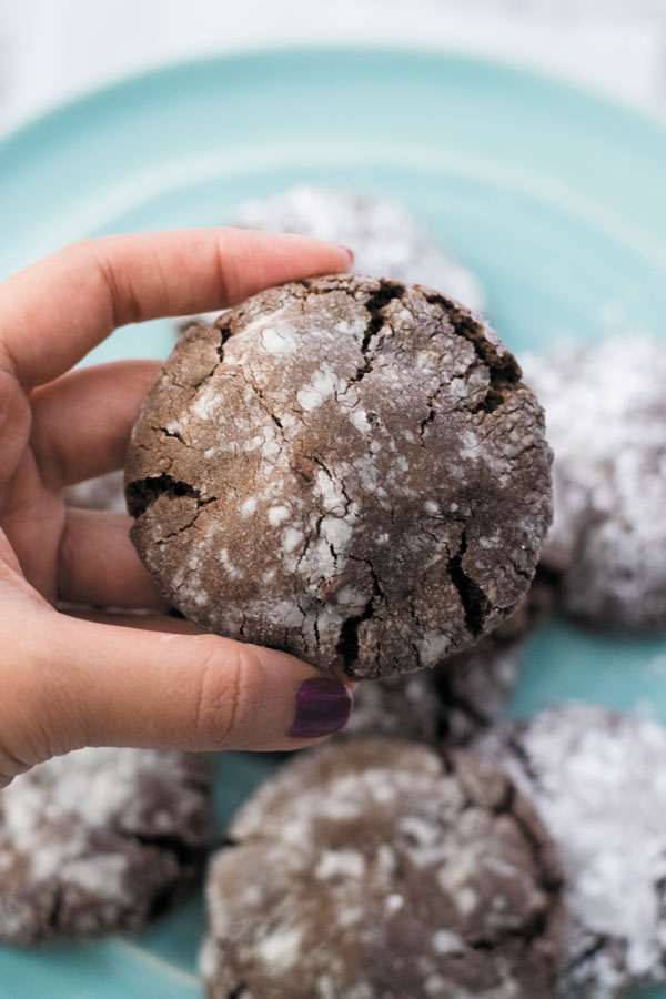 Fudgy Chocolate Crinkle Cookies - these soft, crunchy & fudgy cookies are one of the EASIEST cookies to make! My HUSBAND declared them the best cookies I have made so far!