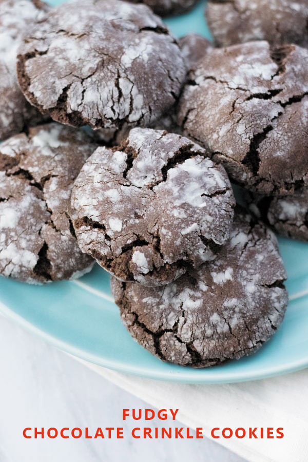 Fudgy Chocolate Crinkle Cookies - Perfect cookies for tea time, these are fudgy with crunchy exterior. My HUSBAND declared them the best cookies I have made so far!