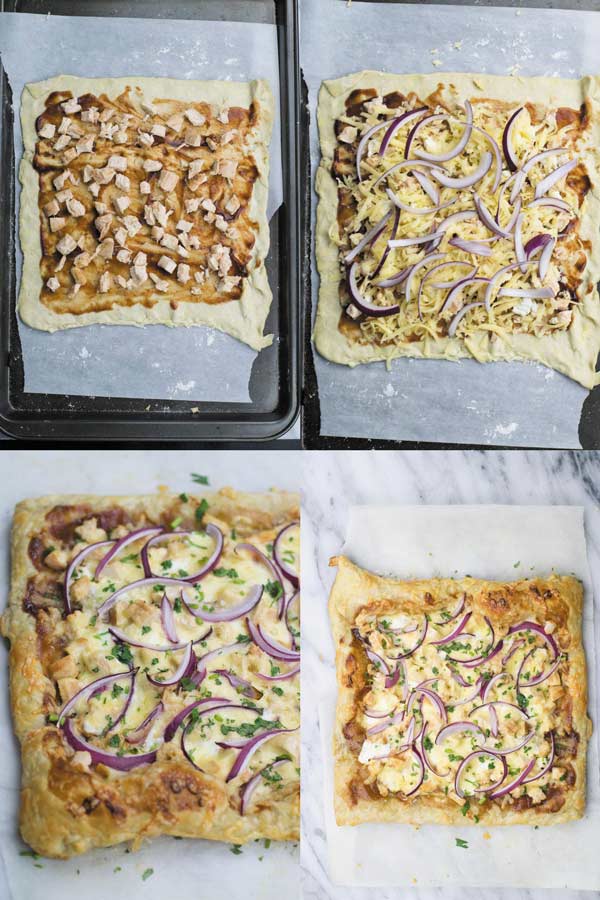 cpk inspired bbq chicken puff pastry pizza - Easy 30 MINS CPK copycat pizza. Use either puff pastry or homemade pizza crust. It tastes even better than CPK version :)