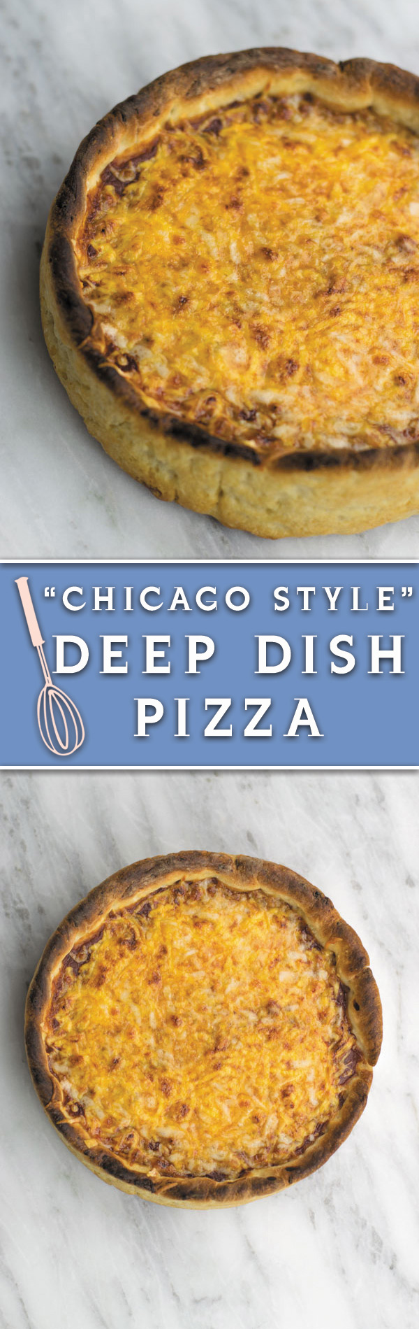 Deep Dish Pizza - Cheesy CHICAGO STYLE pizza, with a SECRET INGREDIENT in the crust that makes is soft & chewy!
