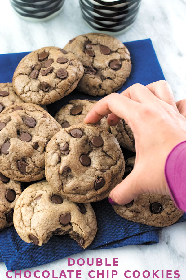 Double Chocolate Chip Cookies - THICK & CHEWY, extra Chocolatey, these cookies are LOVED by all ages! Simple to make, these are way better than store bought anytime!