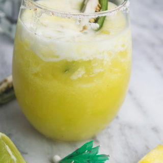 Jalapeno pineapple margarita - Jalapeno infused tequila, fresh pineapple, all blended into this fun margarita that is great for relaxing or for gatherings! Comes together super quick!