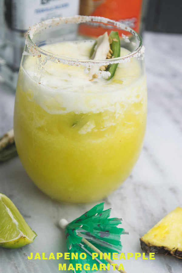 Jalapeno pineapple margarita - Jalapeno infused tequila, fresh pineapple, all blended into this fun margarita that is great for relaxing or for gatherings! Comes together super quick!