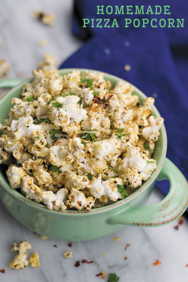 Homemade Pizza Popcorn - Craving pizza but not the extra calories?! Then this PIZZA flavored popcorn is way healthier, takes just few minutes and is totally addicting!