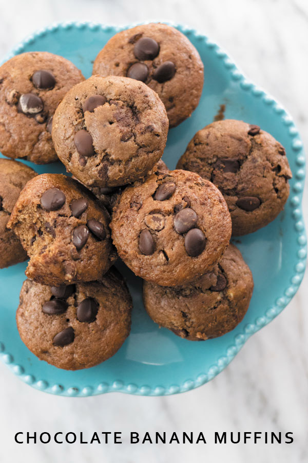 Chocolate Banana Muffins - super soft & intensely chocolatey is how I describe these Eggfree, Butterfree and dairyfree muffins!! No funny ingredients! Simple whole ingredients makes these the best banana chocolate muffins out there!