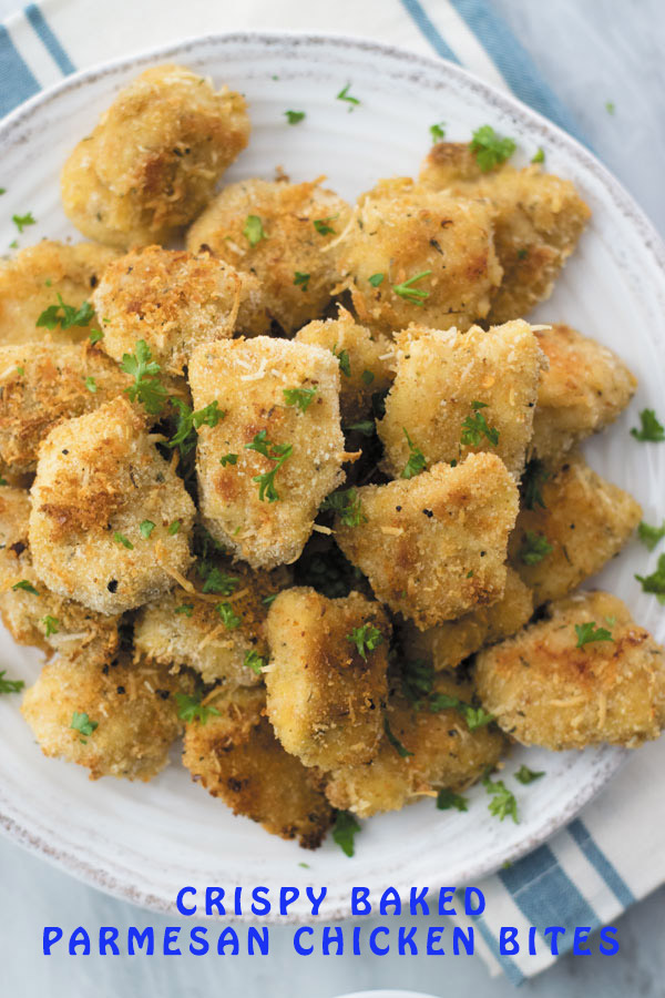 The best Crispy Baked Parmesan Chicken Bites you will ever make at home - extra crispy, tender & BAKED! Just 30 mins is all you need to make these!