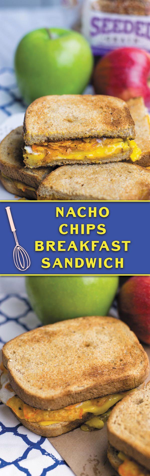 Nacho Chips Breakfast Sandwich - Simple 4 Ingredient breakfast sandwich, nacho chips make simple egg & cheese sandwich hard to resist! These are so POPULAR at my place!