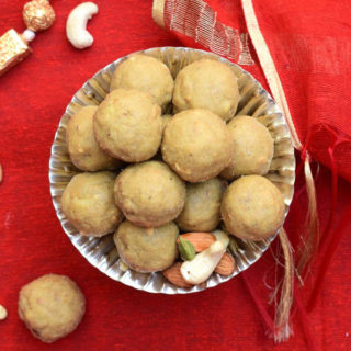 Atta Ladoo - No BAKE sweetened Whole Wheat Flour Laddo (Balls) with nuts. A perfect after workout treat and makes for a delicious healthy dessert!