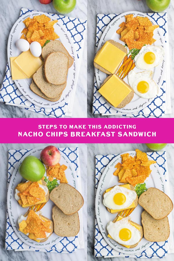 Nacho Chips Breakfast Sandwich - Simple 4 Ingredient breakfast sandwich, nacho chips make simple egg & cheese sandwich everyone's favorite! These are so POPULAR at my place! Kids & Husband approved!