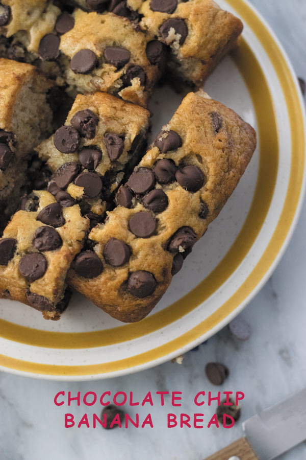 Chocolate Chip Banana Bread - delicious VEGAN chocolate chip banana bread made with simple ingredients, so soft & a perfect healthy treat anytime of the day!