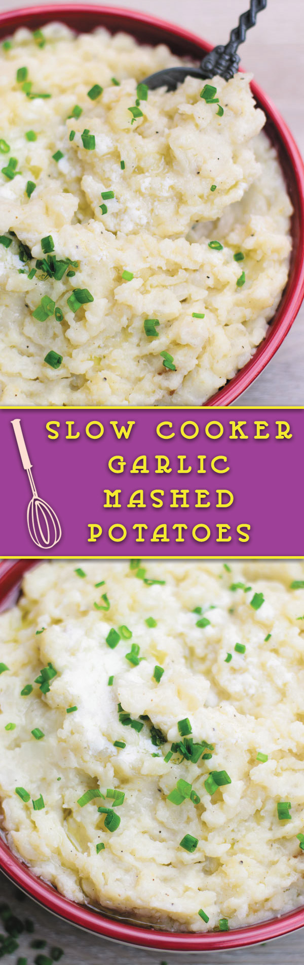 Slow Cooker Garlic Mashed Potatoes - make holiday time easier by making everyone's favorite mashed potatoes in SLOW COOKER! No boiling needed! Just throw everything in slow cooker and get on with your life!