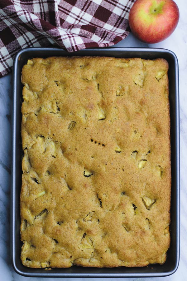 Apple Sheet Cake - easy sheet cake filled with fresh apples and fall spices! A perfect holiday treat, make ahead and enjoy!