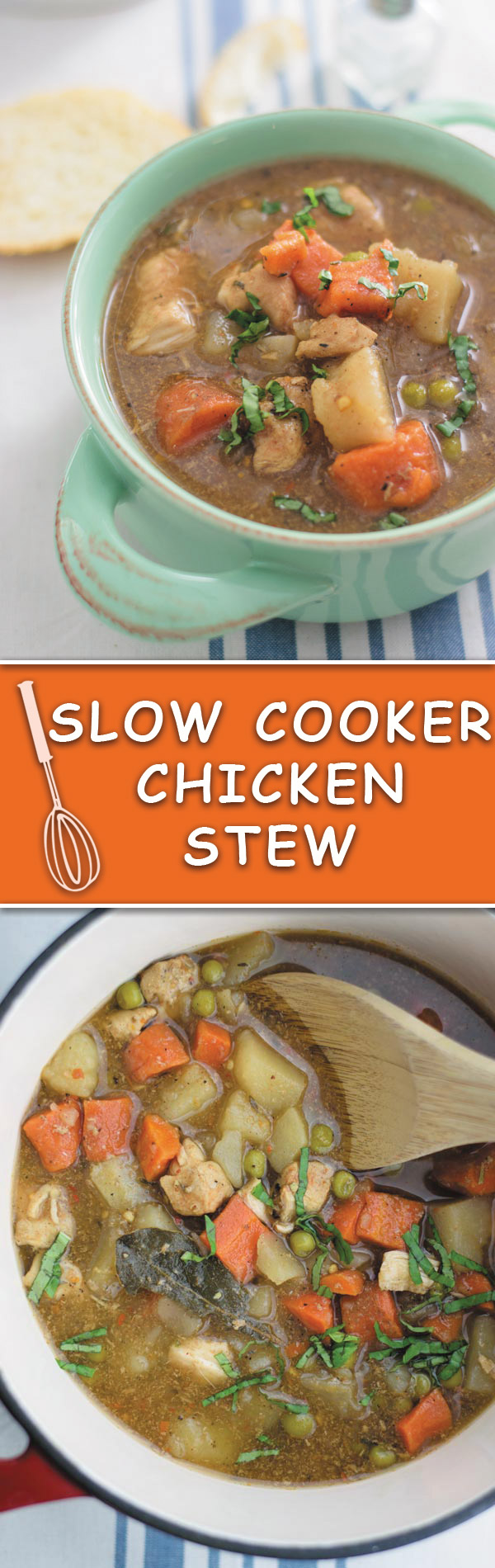 Slow Cooker Chicken Stew - easy delicious slow cooker CHICKEN STEW. Just throw everything in slow cooker & come home to a delicious meal!