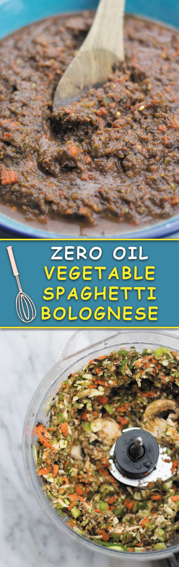 zero oil vegetable spaghetti bolognese - hearty, healthy packed with TONS of flavor. This vegetable bolognese sauce is loved even by hard core meat eaters!