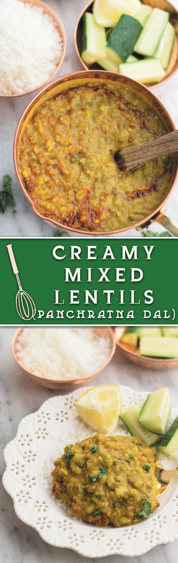 Creamy mixed lentils - Creamy lentils made using 5 kinds of lentils with tomatoes & onions. So creamy, addicting and pure comfort food!
