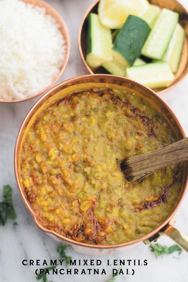 Creamy mixed lentils - Creamy lentils made using 5 kinds of lentils with tomatoes & onions. So creamy, addicting and pure comfort food!