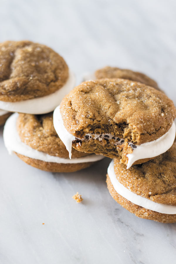 Soft & Chewy Ginger Cookies with marshmallow buttercream