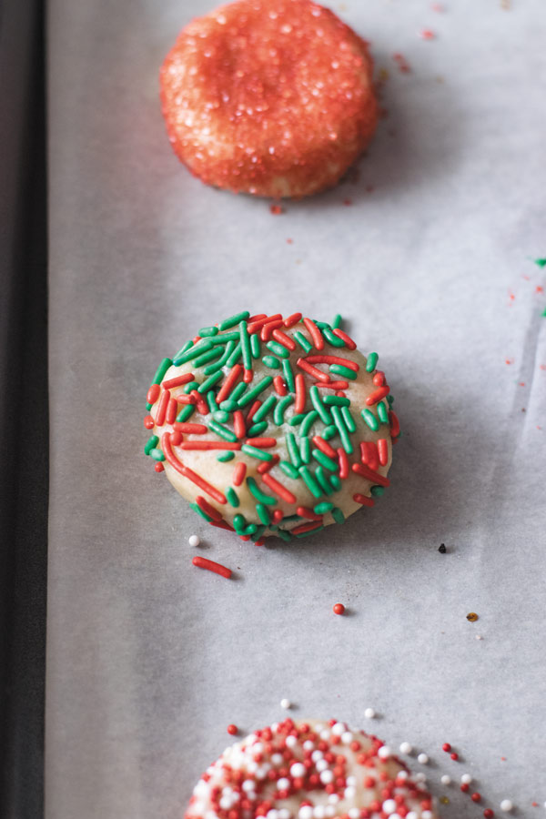 red green sprinkle cashew sugar cookies