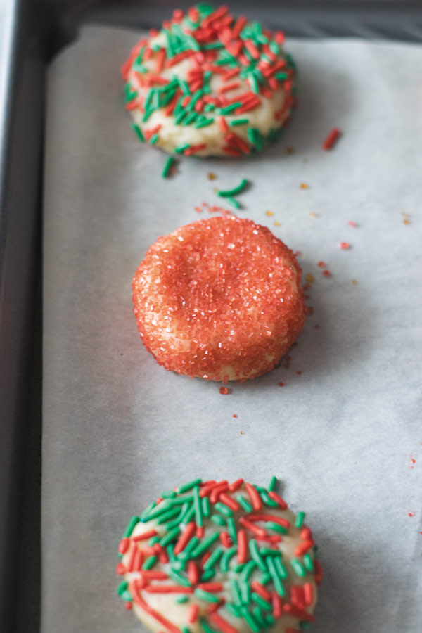 red sprinkle cashew sugar cookies