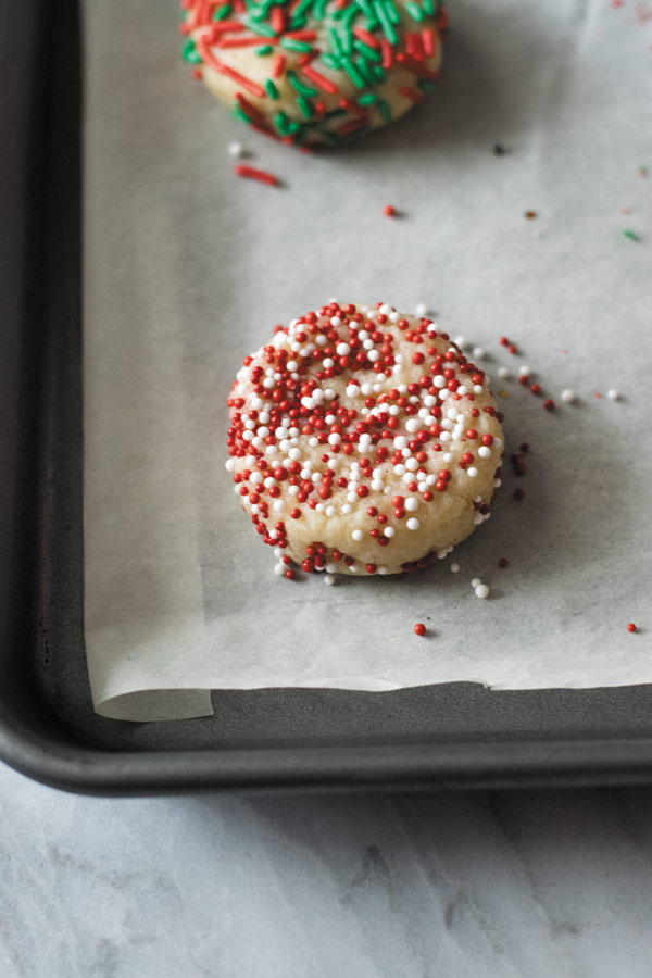 red &-white sprinkle cashew sugar cookies