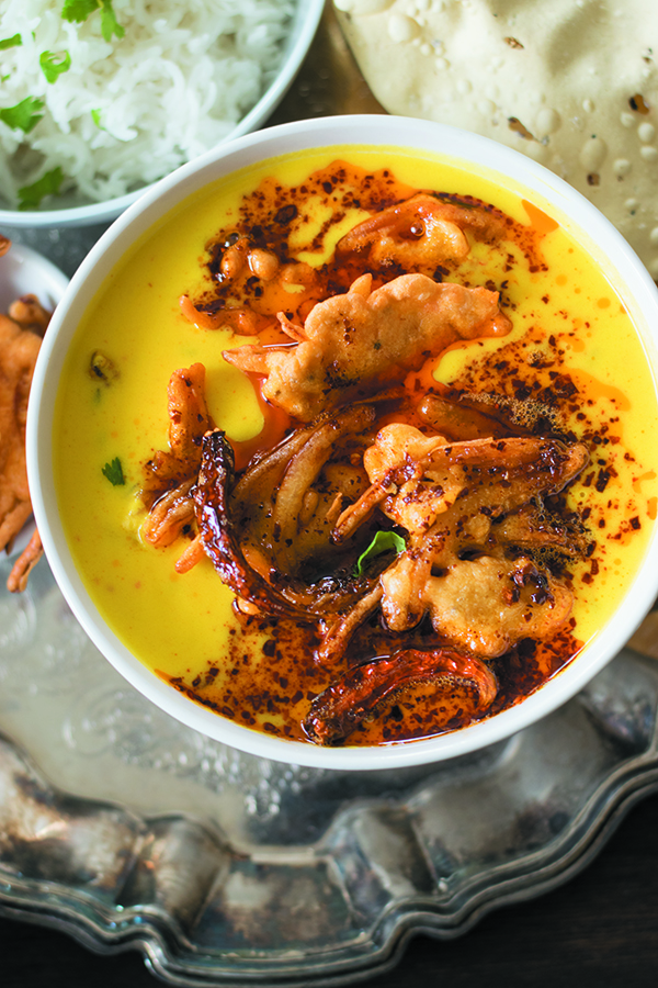 PUNJABI PAKORA KADHI ( Spiced Buttermilk Soup with Onion Chickpea Fritters)