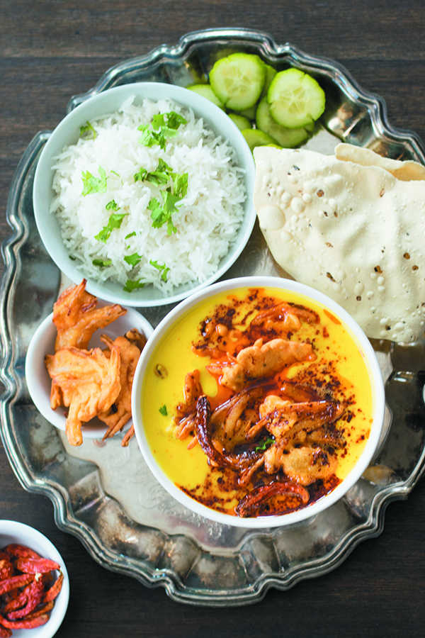 PUNJABI PAKORA KADHI ( Spiced Buttermilk Soup with Onion Chickpea Fritters)