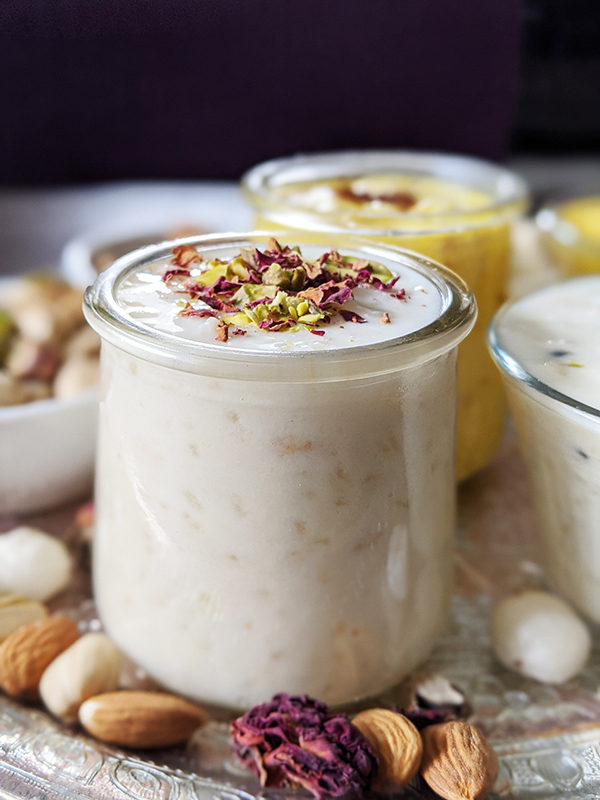 Foxnut (makhane) & cardamom rice pudding ready in bowls