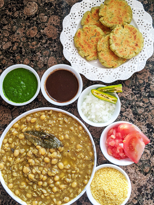 instant pot ragda pattice ready ingredients