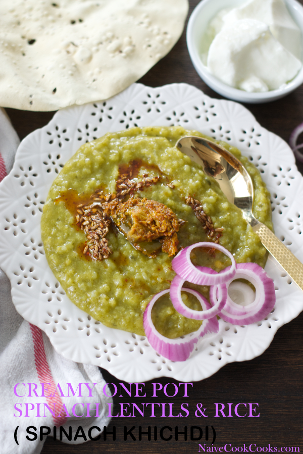 creamy one pot spinach lentils & rice spinach khichdi TITLE