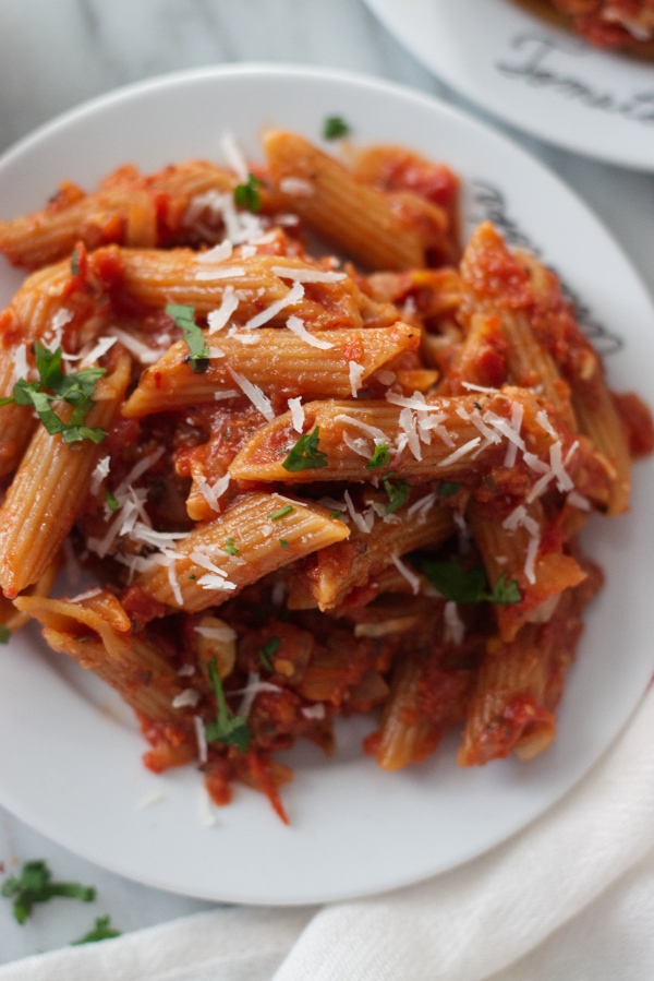 healthy arrabiata lentil pasta spicy