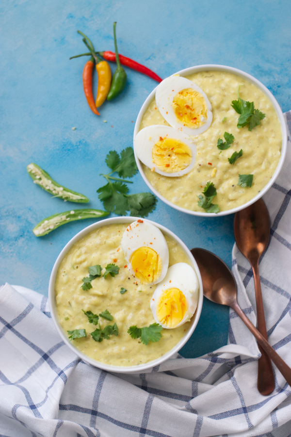 comforting spiced turmeric yogurt oatmeal bowls ready