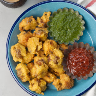 crispy potato lentil fritters with chutney